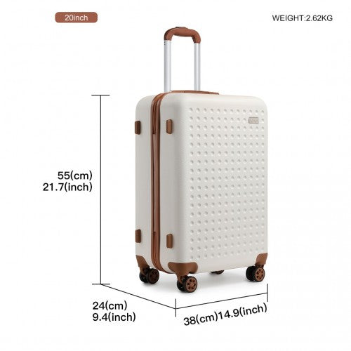 Kono K2394L - 20 Inch Cabin Size Flexible Hard Shell ABS Suitcase With TSA Lock - Cream