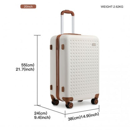 Kono K2394L - 20 Inch Cabin Size Flexible Hard Shell ABS Suitcase With TSA Lock - Cream