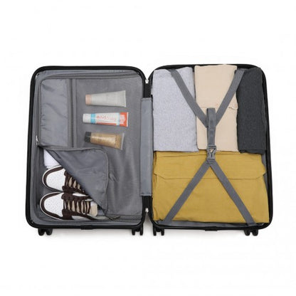 K2395L - British Traveller Ultralight ABS And Polycarbonate Bumpy Diamond 3 Pcs Luggage Set With TSA Lock - Black