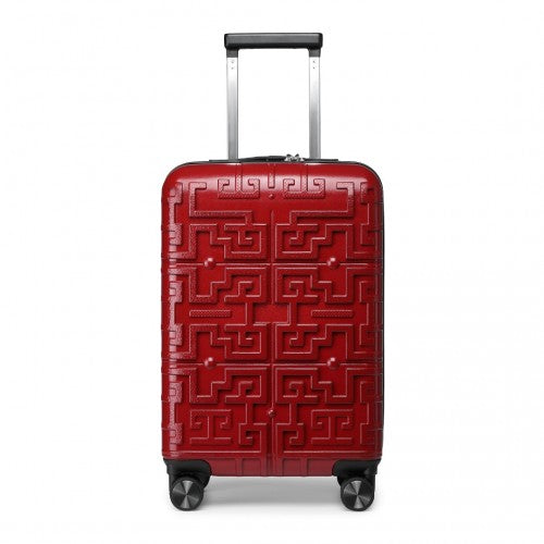 K2396L - Supercase Stylish 20 Inch Carry-On Polypropylene Hardshell Suitcase with Maze Pattern - Red