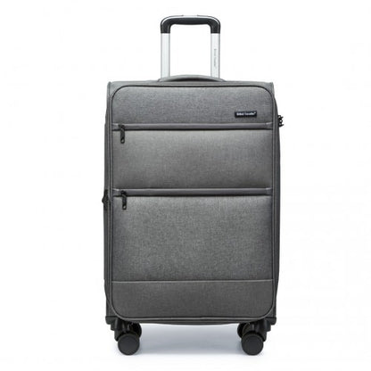 K2397L - British Traveller 28 Inch Lightweight Soft Shell Expandable Suitcase With TSA Lock - Grey
