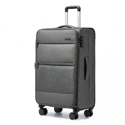 K2397L - British Traveller 28 Inch Lightweight Soft Shell Expandable Suitcase With TSA Lock - Grey