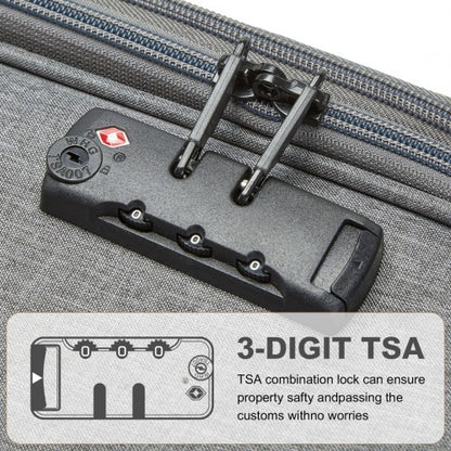 K2397L - British Traveller 28 Inch Lightweight Soft Shell Expandable Suitcase With TSA Lock - Grey