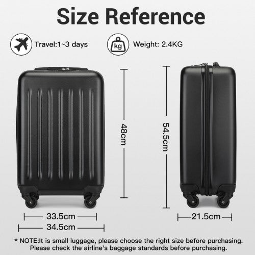 KSK2477 - Kono Premium 3-Piece Vertical Textured Hard-Shell ABS+PC Luggage Set with 3-Digit Lock & TPE Silent Wheels - Black