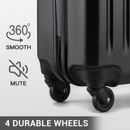 KSK2477 - Kono Premium 3-Piece Vertical Textured Hard-Shell ABS+PC Luggage Set with 3-Digit Lock & TPE Silent Wheels - Black