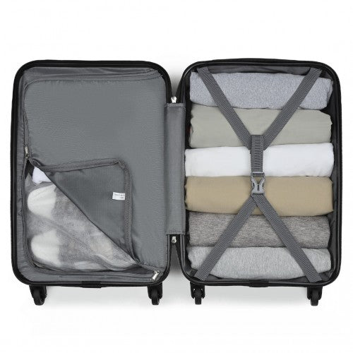 KSK2477 - Kono Durable 20 Inch Lightweight ABS+PC Vertical Textured Carry-On Suitcase with Secure 3-Digit Lock - Grey