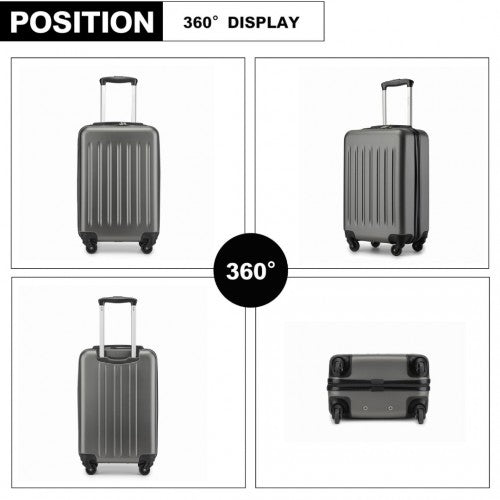 KSK2477 - Kono Durable 20 Inch Lightweight ABS+PC Vertical Textured Carry-On Suitcase with Secure 3-Digit Lock - Grey