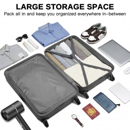 KSK2477 - Kono Durable 28 Inch Expandable ABS+PC Vertical Textured Hard Shell Suitcase with Secure 3-Digit Lock - Grey