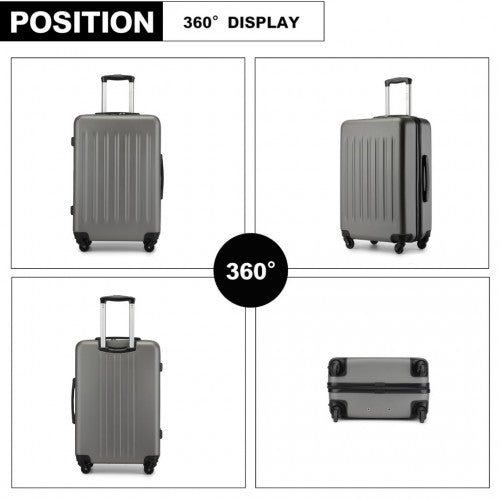 KSK2477 - Kono Premium 3-Piece Vertical Textured Hard-Shell ABS+PC Luggage Set with 3-Digit Lock & TPE Silent Wheels - Grey