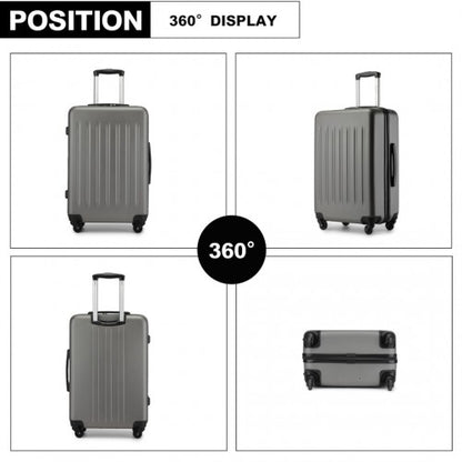 KSK2477 - Kono Premium 3-Piece Vertical Textured Hard-Shell ABS+PC Luggage Set with 3-Digit Lock & TPE Silent Wheels - Grey