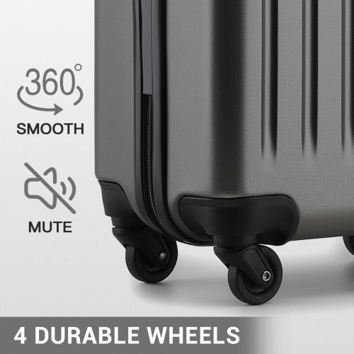 KSK2477 - Kono Premium 3-Piece Vertical Textured Hard-Shell ABS+PC Luggage Set with 3-Digit Lock & TPE Silent Wheels - Grey