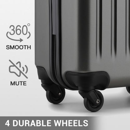 KSK2477 - Kono Premium 3-Piece Vertical Textured Hard-Shell ABS+PC Luggage Set with 3-Digit Lock & TPE Silent Wheels - Grey