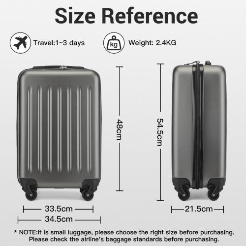KSK2477 - Kono Premium 3-Piece Vertical Textured Hard-Shell ABS+PC Luggage Set with 3-Digit Lock & TPE Silent Wheels - Grey