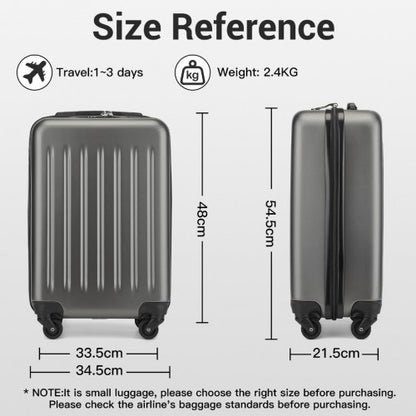 KSK2477 - Kono Premium 3-Piece Vertical Textured Hard-Shell ABS+PC Luggage Set with 3-Digit Lock & TPE Silent Wheels - Grey
