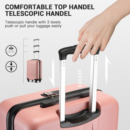KSK2477 - Kono Durable 24 Inch Lightweight ABS+PC Vertical Textured Check-in Suitcase with Secure 3-Digit Lock - Nude