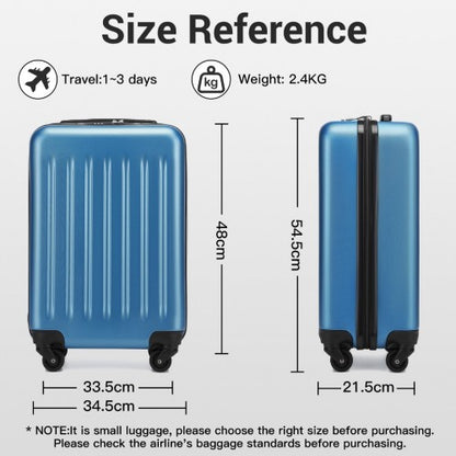KSK2477 - Kono Premium 3-Piece Vertical Textured Hard-Shell ABS+PC Luggage Set with 3-Digit Lock & TPE Silent Wheels - Navy