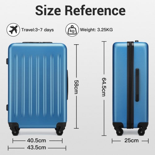 KSK2477 - Kono Premium 3-Piece Vertical Textured Hard-Shell ABS+PC Luggage Set with 3-Digit Lock & TPE Silent Wheels - Navy