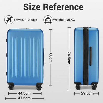 KSK2477 - Kono Premium 3-Piece Vertical Textured Hard-Shell ABS+PC Luggage Set with 3-Digit Lock & TPE Silent Wheels - Navy