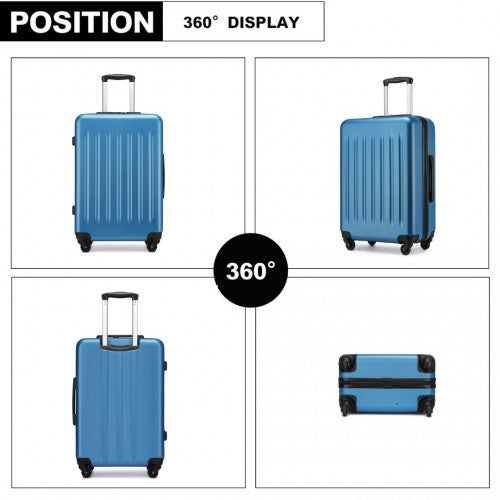 KSK2477 - Kono Premium 3-Piece Vertical Textured Hard-Shell ABS+PC Luggage Set with 3-Digit Lock & TPE Silent Wheels - Navy