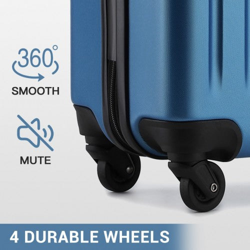 KSK2477 - Kono Premium 3-Piece Vertical Textured Hard-Shell ABS+PC Luggage Set with 3-Digit Lock & TPE Silent Wheels - Navy