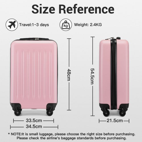 KSK2477 - Kono Premium 3-Piece Vertical Textured Hard-Shell ABS+PC Luggage Set with 3-Digit Lock & TPE Silent Wheels - Pink