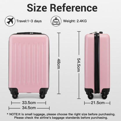 KSK2477 - Kono Premium 3-Piece Vertical Textured Hard-Shell ABS+PC Luggage Set with 3-Digit Lock & TPE Silent Wheels - Pink