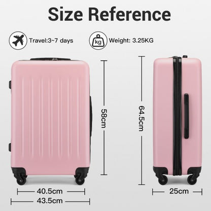 KSK2477 - Kono Premium 3-Piece Vertical Textured Hard-Shell ABS+PC Luggage Set with 3-Digit Lock & TPE Silent Wheels - Pink
