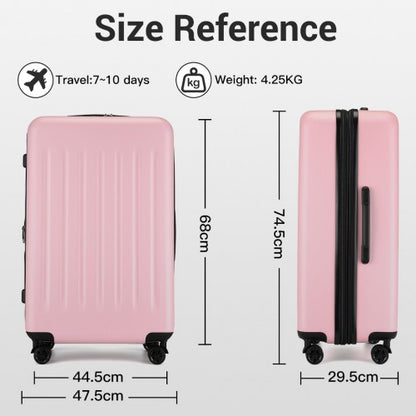 KSK2477 - Kono Premium 3-Piece Vertical Textured Hard-Shell ABS+PC Luggage Set with 3-Digit Lock & TPE Silent Wheels - Pink