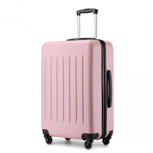 KSK2477 - Kono Premium 3-Piece Vertical Textured Hard-Shell ABS+PC Luggage Set with 3-Digit Lock & TPE Silent Wheels - Pink