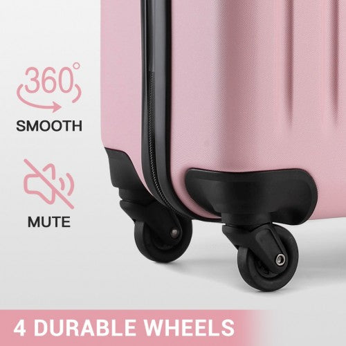 KSK2477 - Kono Premium 3-Piece Vertical Textured Hard-Shell ABS+PC Luggage Set with 3-Digit Lock & TPE Silent Wheels - Pink