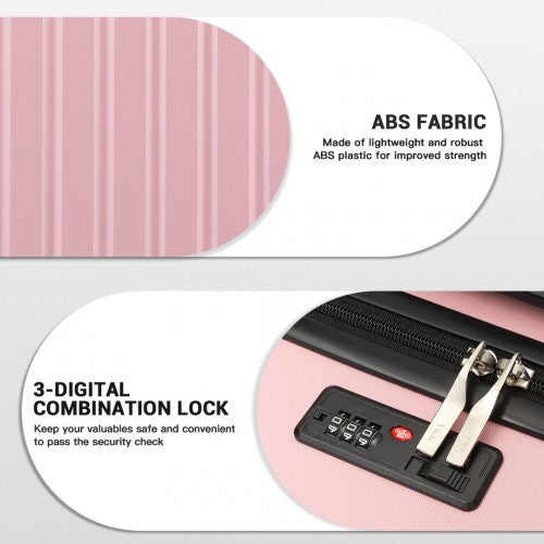 KSK2477 - Kono Premium 3-Piece Vertical Textured Hard-Shell ABS+PC Luggage Set with 3-Digit Lock & TPE Silent Wheels - Pink