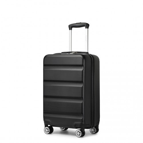 KSK2482 - Kono 19 Inch Stylish Horizontal Engraved Hard Shell ABS+PC Cabin Carry-On Suitcase with TSA Lock - Black