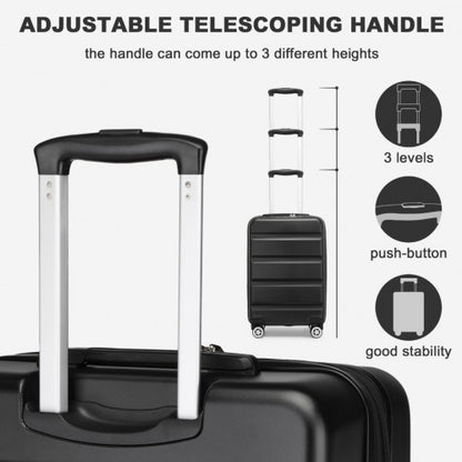 KSK2482 - Kono 19 Inch Stylish Horizontal Engraved Hard Shell ABS+PC Cabin Carry-On Suitcase with TSA Lock - Black