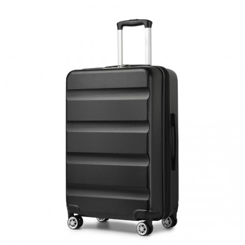 KSK2482 - Kono 24 Inch Expandable Horizontal Engraved Hard Shell ABS+PC Check-In Suitcase with TSA Lock - Black