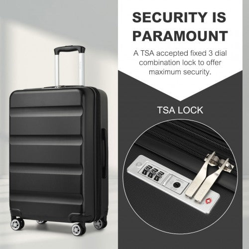 KSK2482 - Kono 24 Inch Expandable Horizontal Engraved Hard Shell ABS+PC Check-In Suitcase with TSA Lock - Black