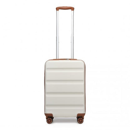 KSK2482 - Kono 19 Inch Stylish Horizontal Engraved Hard Shell ABS+PC Cabin Carry-On Suitcase with TSA Lock - Cream