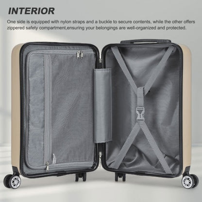 KSK2482 - Kono 19 Inch Stylish Horizontal Engraved Hard Shell ABS+PC Cabin Carry-On Suitcase with TSA Lock - Gold
