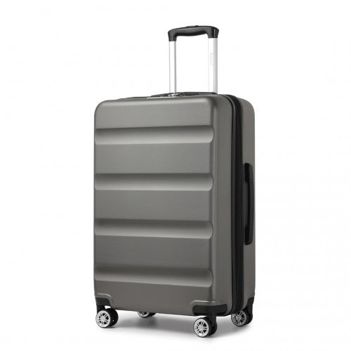 KSK2482 - Kono 24 Inch Expandable Horizontal Engraved Hard Shell ABS+PC Check-In Suitcase with TSA Lock - Grey