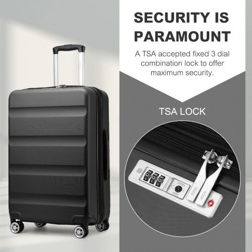 KSK2482 - Kono 24 Inch Expandable Horizontal Engraved Hard Shell ABS+PC Check-In Suitcase with TSA Lock - Grey