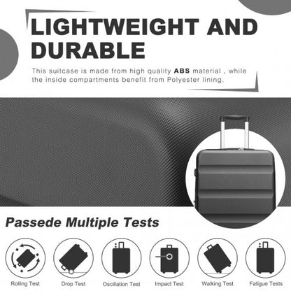 KSK2482 - Kono 3-Piece Horizontal Engraved Hard Shell ABS+PC Suitcase with TSA Lock - Grey