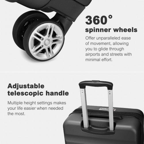 KSK2482 - Kono 3-Piece Horizontal Engraved Hard Shell ABS+PC Suitcase with TSA Lock - Grey