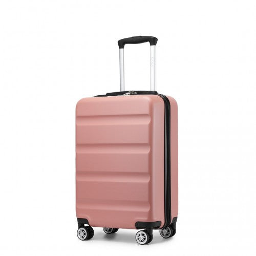KSK2482 - Kono 19 Inch Stylish Horizontal Engraved Hard Shell ABS+PC Cabin Carry-On Suitcase with TSA Lock - Nude