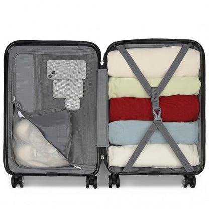 KSK2482 - Kono 19 Inch Stylish Horizontal Engraved Hard Shell ABS+PC Cabin Carry-On Suitcase with TSA Lock - Nude