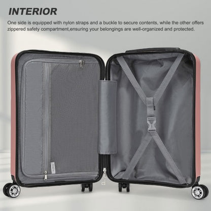 KSK2482 - Kono 19 Inch Stylish Horizontal Engraved Hard Shell ABS+PC Cabin Carry-On Suitcase with TSA Lock - Nude