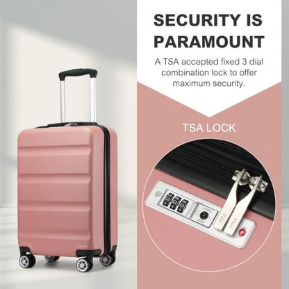 KSK2482 - Kono 19 Inch Stylish Horizontal Engraved Hard Shell ABS+PC Cabin Carry-On Suitcase with TSA Lock - Nude