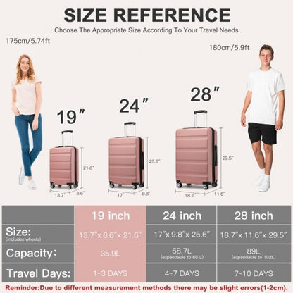 KSK2482 - Kono 19 Inch Stylish Horizontal Engraved Hard Shell ABS+PC Cabin Carry-On Suitcase with TSA Lock - Nude