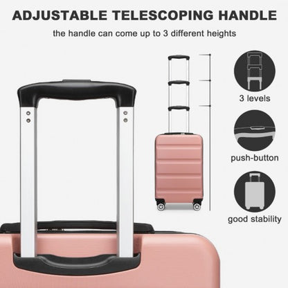 KSK2482 - Kono 19 Inch Stylish Horizontal Engraved Hard Shell ABS+PC Cabin Carry-On Suitcase with TSA Lock - Nude