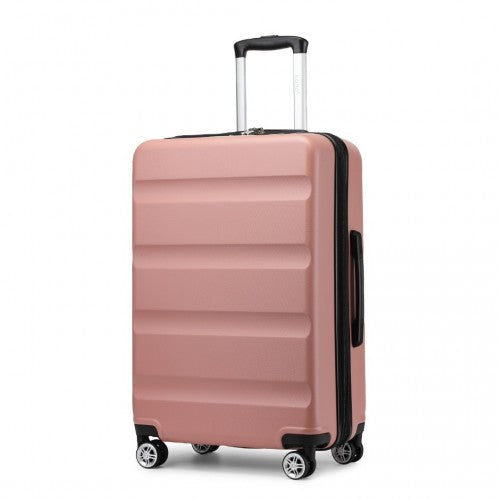 KSK2482 - Kono 24 Inch Expandable Horizontal Engraved Hard Shell ABS+PC Check-In Suitcase with TSA Lock - Nude