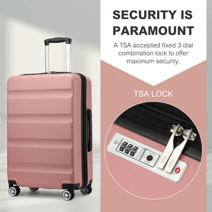 KSK2482 - Kono 24 Inch Expandable Horizontal Engraved Hard Shell ABS+PC Check-In Suitcase with TSA Lock - Nude