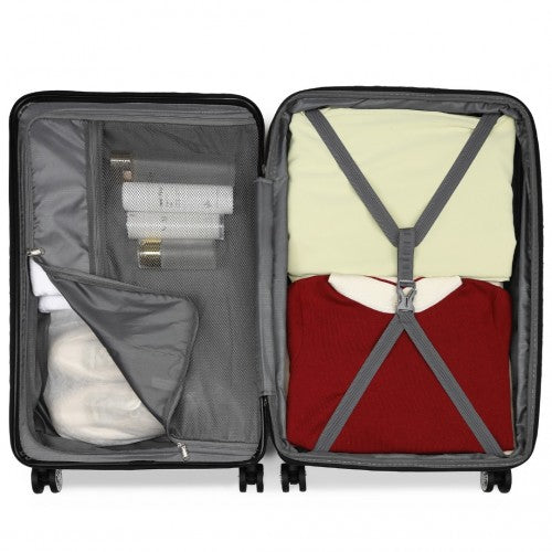 KSK2482 - Kono 3-Piece Horizontal Engraved Hard Shell ABS+PC Suitcase with TSA Lock - Nude